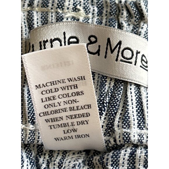 Purple & More Striped Linen Blend Elastic Waist Cropped Pants With Pockets Med - Picture 4 of 7